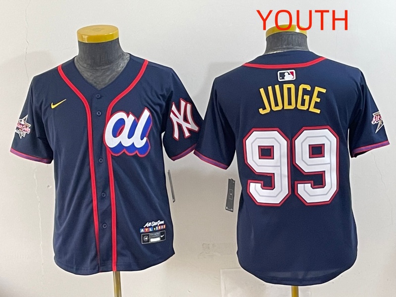 Youth 2025 New York Yankees #99 Judge Drak Blue All star Blank Blue Nike MLB Jersey style 